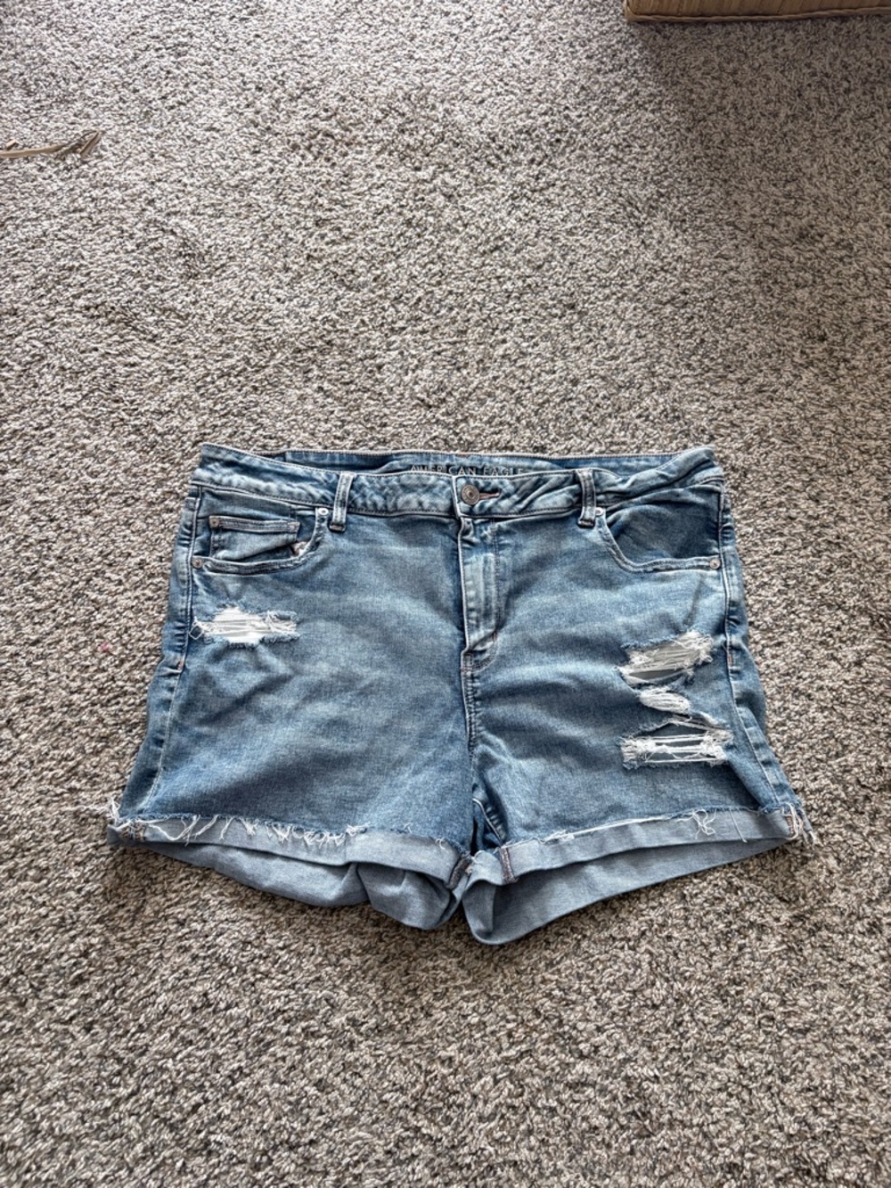 American Eagle Outfitters Light Blue Distressed Denim Shorts